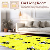 Ultra Soft Area Rug, Non Slip, Stain Resistant, Washable Area Rugs for Living Room, Bedroom, Whimsical Bee Mosaic Artwork(Yellow)