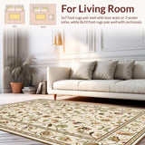 Ultra Soft Area Rug, Non Slip, Stain Resistant, Washable Area Rugs for Living Room, Bedroom, Rustic Earthy Floral Arrangement(Beige)