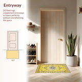 Ultra Soft Area Rug, Non Slip, Stain Resistant, Washable Area Rugs for Living Room, Bedroom, Tribal Yellow Diamond Motif(Yellow)