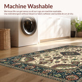 Ultra Soft Area Rug, Non Slip, Stain Resistant, Washable Area Rugs for Living Room, Bedroom, Chic Vintage Ogee Pattern Display(Beige)