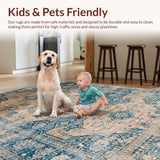 Ultra Soft Area Rug, Non Slip, Stain Resistant, Washable Area Rugs for Living Room, Bedroom, Sleek Contemporary Ogee Pattern(Beige)