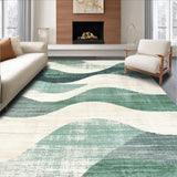Ultra Soft Area Rug, Non Slip, Stain Resistant, Washable Area Rugs for Living Room, Bedroom, Rustic Wave Textured Circular Piece(Green)