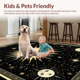 Ultra Soft Area Rug, Non Slip, Stain Resistant, Washable Area Rugs for Living Room, Bedroom, Ethereal Sun Moon Tapestry Aesthetic(Black)