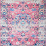 Ultra Soft Area Rug, Non Slip, Stain Resistant, Washable Area Rugs for Living Room, Bedroom, Whimsical Distressed Patterned Layers(Pink)