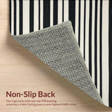 Ultra Soft Area Rug, Non Slip, Stain Resistant, Washable Area Rugs for Living Room, Bedroom, Artisan Hand Woven Striped Area Neutral Tones Black Cream Beige(Black)