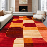 Ultra Soft Area Rug, Non Slip, Stain Resistant, Washable Area Rugs for Living Room, Bedroom, Vibrant Earthy Geometric Harmony(Red)