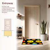 Ultra Soft Area Rug, Non Slip, Stain Resistant, Washable Area Rugs for Living Room, Bedroom, Charming Educational Playful Motif(Yellow)