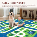 Ultra Soft Area Rug, Non Slip, Stain Resistant, Washable Area Rugs for Living Room, Bedroom, Sky Blue Urban Adventure Play Area(Blue)