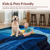 Ultra Soft Area Rug, Non Slip, Stain Resistant, Washable Area Rugs for Living Room, Bedroom, Rustic Textured Artful Statement(Blue)