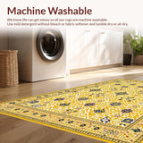 Ultra Soft Area Rug, Non Slip, Stain Resistant, Washable Area Rugs for Living Room, Bedroom, Lively Vintage Botanical Design(Yellow)