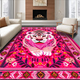 Ultra Soft Area Rug, Non Slip, Stain Resistant, Washable Area Rugs for Living Room, Bedroom, Vibrant Jungle-Themed Decor(Pink)