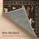 Ultra Soft Area Rug, Non Slip, Stain Resistant, Washable Area Rugs for Living Room, Bedroom, Cozy Earthy Cabin Motif(Black)