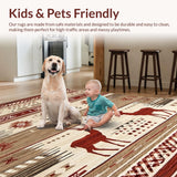 Ultra Soft Area Rug, Non Slip, Stain Resistant, Washable Area Rugs for Living Room, Bedroom, Cozy Warm Toned Organic Patterns(Brown)