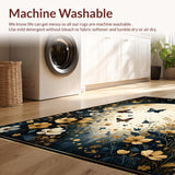 Ultra Soft Area Rug, Non Slip, Stain Resistant, Washable Area Rugs for Living Room, Bedroom, Trendy Minimalist Insect Composition(Gold)