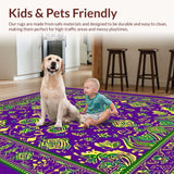 Ultra Soft Area Rug, Non Slip, Stain Resistant, Washable Area Rugs for Living Room, Bedroom, Festive Elegant Lattice Design(Purple)