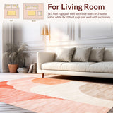 Ultra Soft Area Rug, Non Slip, Stain Resistant, Washable Area Rugs for Living Room, Bedroom, Artful Textured Geometric Composition(Orange)