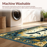 Ultra Soft Area Rug, Non Slip, Stain Resistant, Washable Area Rugs for Living Room, Bedroom, Rustic Ocean Wave Motif(Gold)