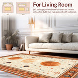 Ultra Soft Area Rug, Non Slip, Stain Resistant, Washable Area Rugs for Living Room, Bedroom, Lively Tropical Trellis Artistry(Orange)