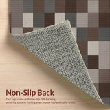 Ultra Soft Area Rug, Non Slip, Stain Resistant, Washable Area Rugs for Living Room, Bedroom, Trendy Minimalist Symmetrical Layout(Brown)