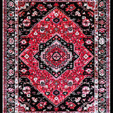 Ultra Soft Area Rug, Non Slip, Stain Resistant, Washable Area Rugs for Living Room, Bedroom, Vibrant Retro Ogee Style Rug(Red)
