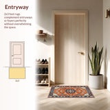 Ultra Soft Area Rug, Non Slip, Stain Resistant, Washable Area Rugs for Living Room, Bedroom, Dynamic Orange Floral Elegance(Orange)