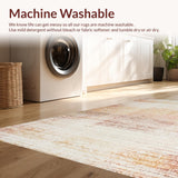 Ultra Soft Area Rug, Non Slip, Stain Resistant, Washable Area Rugs for Living Room, Bedroom, Modern Boho Rug:  Tan & Peach Tones(Beige)