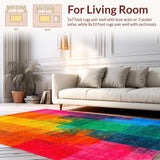 Ultra Soft Area Rug, Non Slip, Stain Resistant, Washable Area Rugs for Living Room, Bedroom, Chic Abstract Color Harmony Piece(Orange)