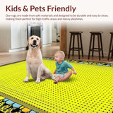 Ultra Soft Area Rug, Non Slip, Stain Resistant, Washable Area Rugs for Living Room, Bedroom, Eclectic Scalloped Edge Decor(Yellow)