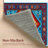 Ultra Soft Area Rug, Non Slip, Stain Resistant, Washable Area Rugs for Living Room, Bedroom, Geometric Teal and Rust Dining Room Rug(Red)