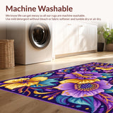 Ultra Soft Area Rug, Non Slip, Stain Resistant, Washable Area Rugs for Living Room, Bedroom, Elegant Symmetrical Seasonal Design(Purple)