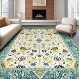Ultra Soft Area Rug, Non Slip, Stain Resistant, Washable Area Rugs for Living Room, Bedroom, Chic Modern Cream Tiled Design(White)