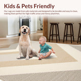 Ultra Soft Area Rug, Non Slip, Stain Resistant, Washable Area Rugs for Living Room, Bedroom, Handmade Chevron Neutral Living Room Rug(Beige)