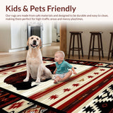Ultra Soft Area Rug, Non Slip, Stain Resistant, Washable Area Rugs for Living Room, Bedroom, Rustic Wildlife Nature Motif(Red)