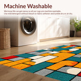 Ultra Soft Area Rug, Non Slip, Stain Resistant, Washable Area Rugs for Living Room, Bedroom, Modern Navy and Pink Bedroom Yoga Rug(Orange)