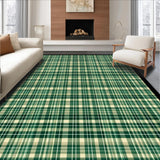 Ultra Soft Area Rug, Non Slip, Stain Resistant, Washable Area Rugs for Living Room, Bedroom, Stylish Neutral Plaid Motif(Green)