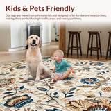 Ultra Soft Area Rug, Non Slip, Stain Resistant, Washable Area Rugs for Living Room, Bedroom, Sophisticated Warm Floral Scheme(Beige)