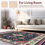 Ultra Soft Area Rug, Non Slip, Stain Resistant, Washable Area Rugs for Living Room, Bedroom, Boho with Large Area Design(Blue)