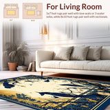 Ultra Soft Area Rug, Non Slip, Stain Resistant, Washable Area Rugs for Living Room, Bedroom, Balcony Featuring Abstract Animal Inspired Design(Blue)
