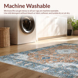 Ultra Soft Area Rug, Non Slip, Stain Resistant, Washable Area Rugs for Living Room, Bedroom, Muted Earthy Medallion Charm(Brown)