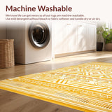 Ultra Soft Area Rug, Non Slip, Stain Resistant, Washable Area Rugs for Living Room, Bedroom, Rustic Earthy Geometric Arrangement(Yellow)