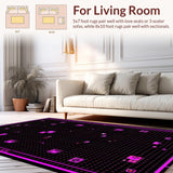 Ultra Soft Area Rug, Non Slip, Stain Resistant, Washable Area Rugs for Living Room, Bedroom, Vibrant Pixelated Geometric Aesthetic(Purple)