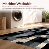 Ultra Soft Area Rug, Non Slip, Stain Resistant, Washable Area Rugs for Living Room, Bedroom, Vibrant Dynamic Swirls Illustration(Black)