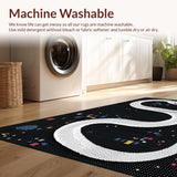 Ultra Soft Area Rug, Non Slip, Stain Resistant, Washable Area Rugs for Living Room, Bedroom, Chic Abstract Serpent Design(White)