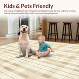 Adelaide Checkered Shag Area Mid Century Modern Beige Geometric(Beige)
