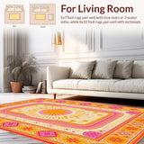 Ultra Soft Area Rug, Non Slip, Stain Resistant, Washable Area Rugs for Living Room, Bedroom, Enchanting Colorful Dreamscape Theme(Orange)
