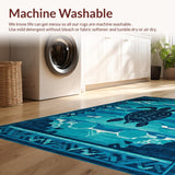 Ultra Soft Area Rug, Non Slip, Stain Resistant, Washable Area Rugs for Living Room, Bedroom, Serene Oceanic Teal Patterns(Blue)