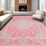 Ultra Soft Area Rug, Non Slip, Stain Resistant, Washable Area Rugs for Living Room, Bedroom, Pastel Pink Oushak Living Room Wool Rug(Pink)