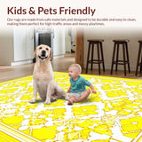 Ultra Soft Area Rug, Non Slip, Stain Resistant, Washable Area Rugs for Living Room, Bedroom, Stylish Minimalist Yellow Accent(Yellow)