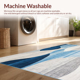 Ultra Soft Area Rug, Non Slip, Stain Resistant, Washable Area Rugs for Living Room, Bedroom, Boho Style Runner Hand Woven Design Area Blue Beige Tones(Blue)