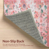 Ultra Soft Area Rug, Non Slip, Stain Resistant, Washable Area Rugs for Living Room, Bedroom, Sophisticated Textured Symmetrical Layout(Pink)